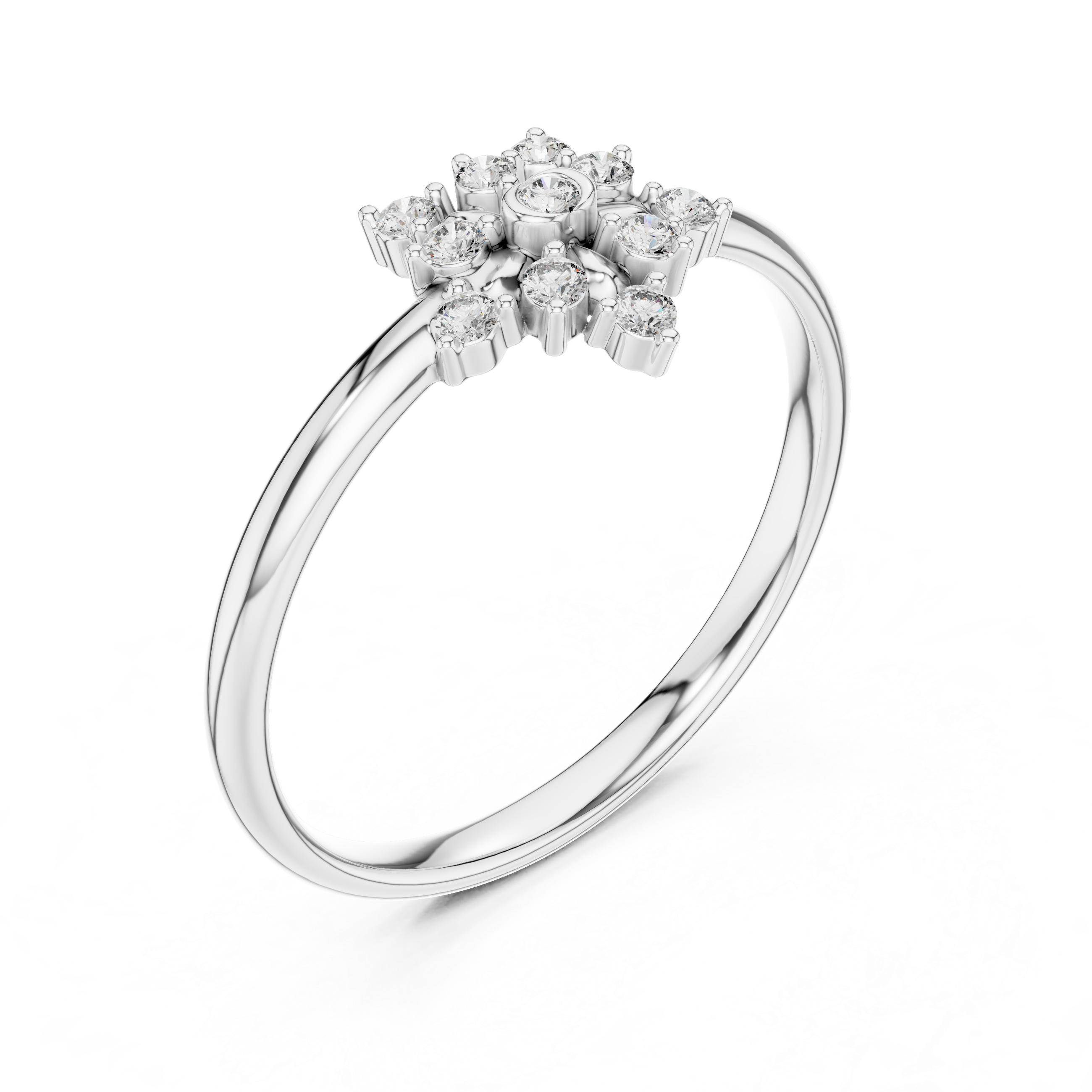 Rose Gold Geometric Floral Starburst Diamond Cluster Ring