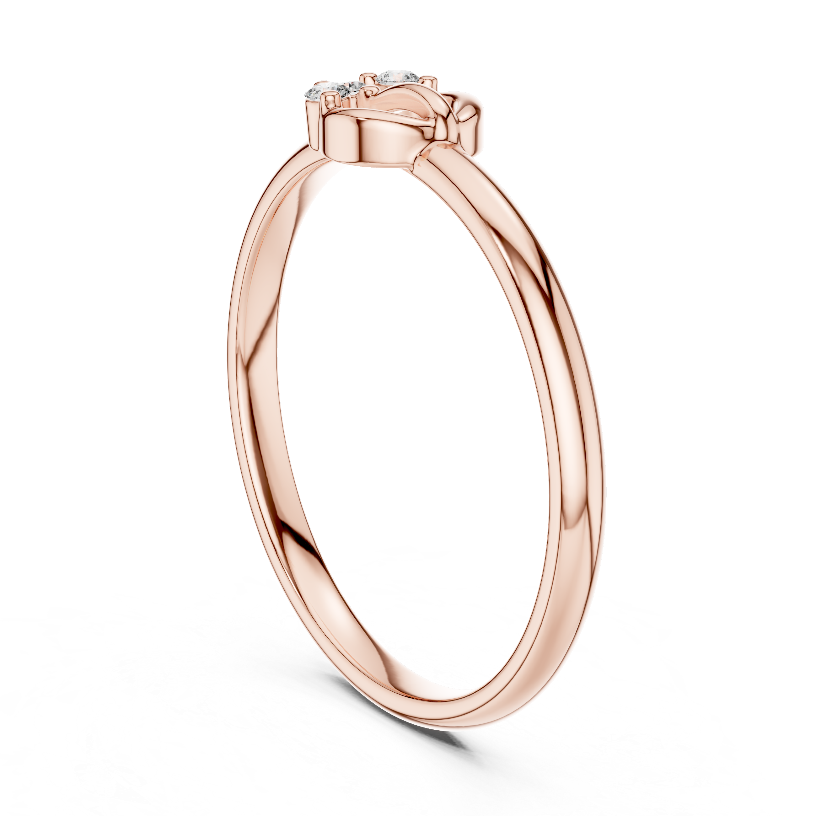 Rose Gold Crown Arch Trio Diamond Ring