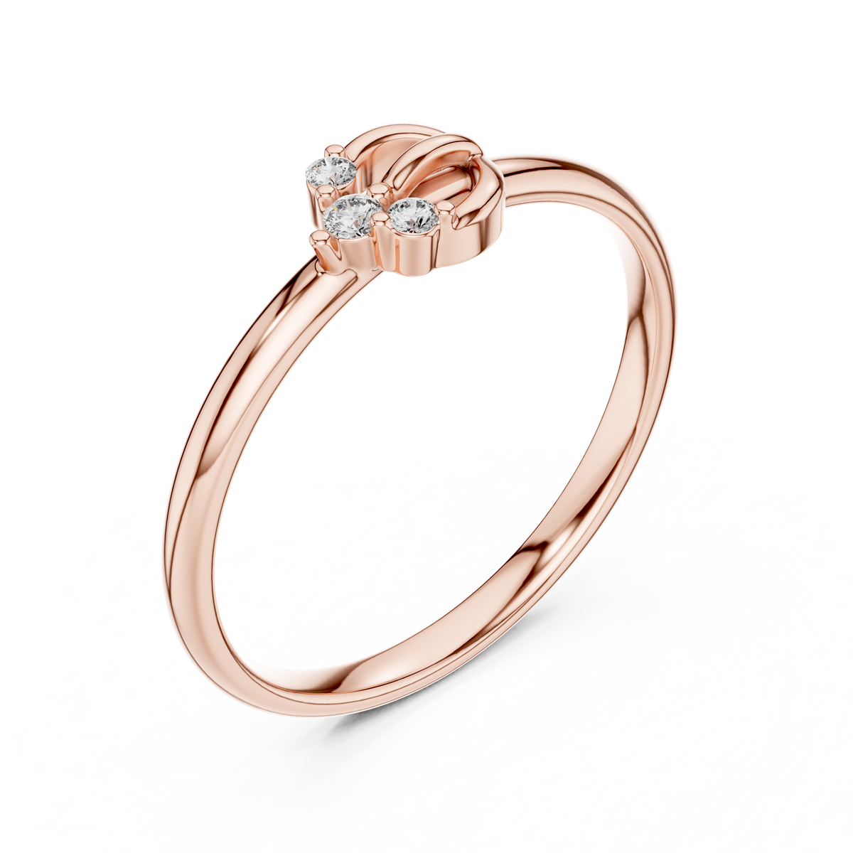 Rose Gold Crown Arch Trio Diamond Ring