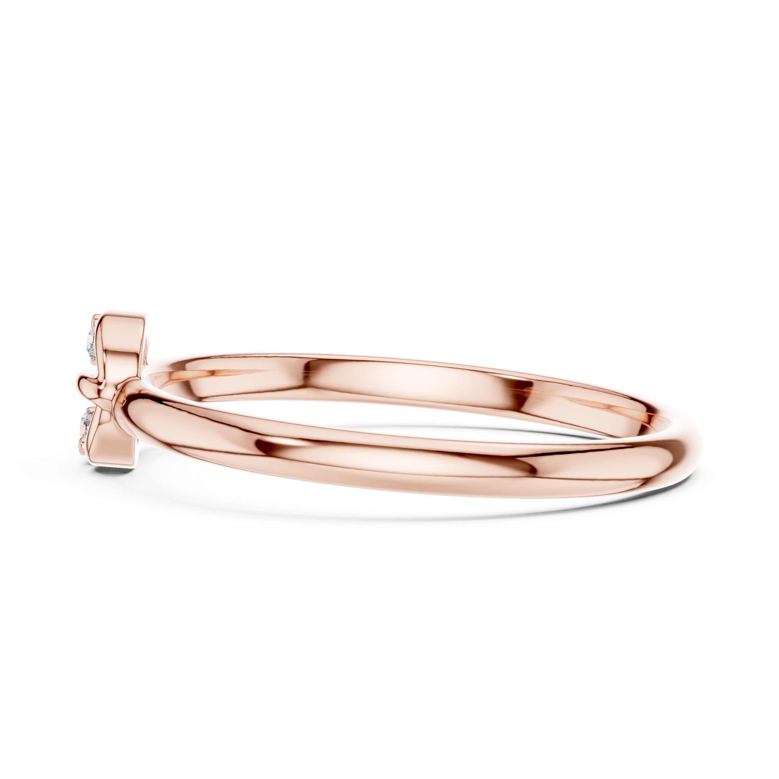 Rose Gold Crown Arch Trio Diamond Ring