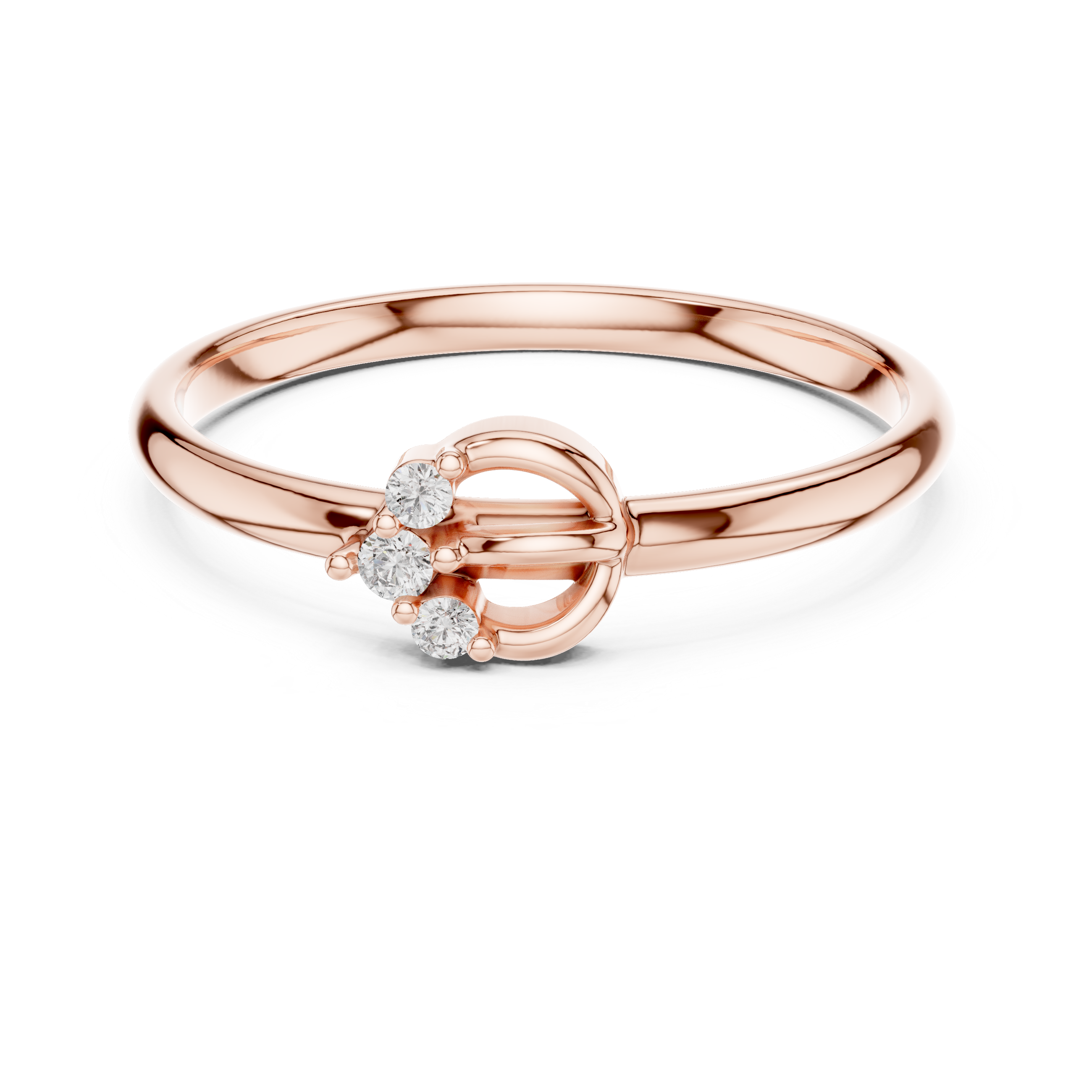 Rose Gold Crown Arch Trio Diamond Ring
