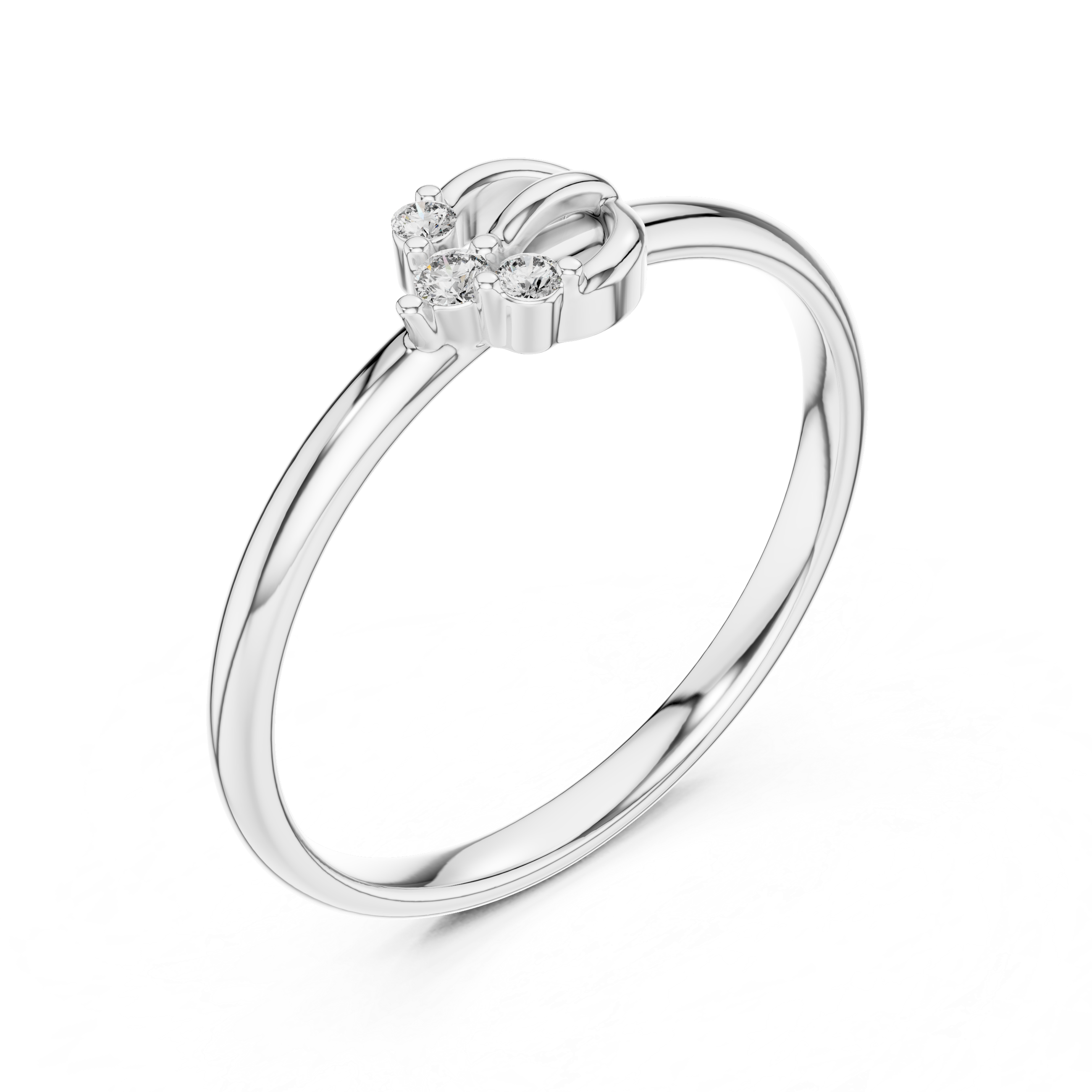 Rose Gold Crown Arch Trio Diamond Ring