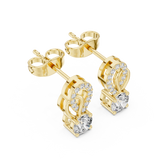 Rose Gold Crown Crest Trio Diamond Stud Earrings