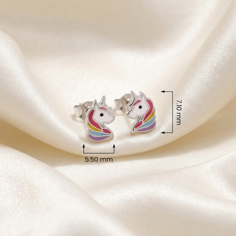 Enamel Unicorn Stud Earrings for Kids