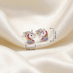 Enamel Unicorn Stud Earrings for Kids