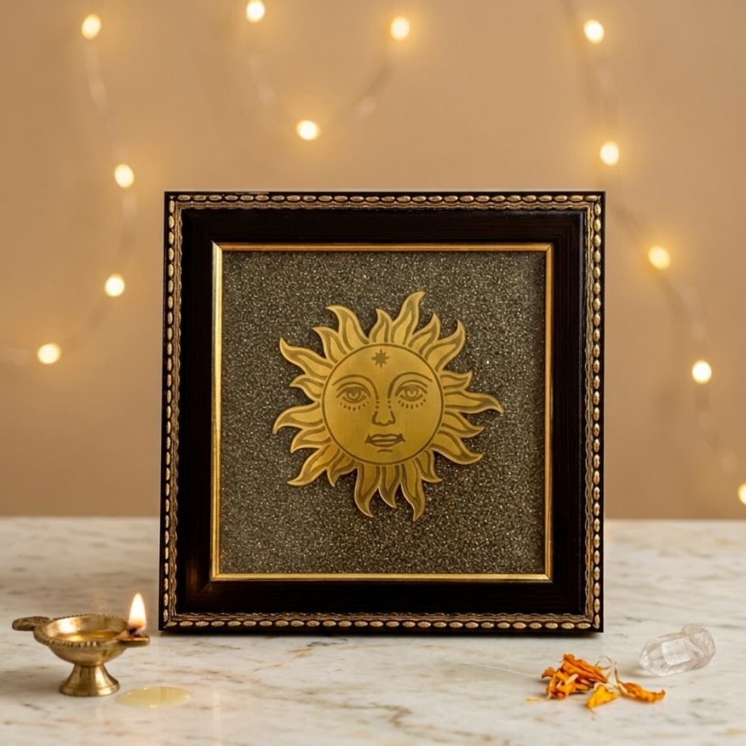 Sun on Raw Pyrite Frame