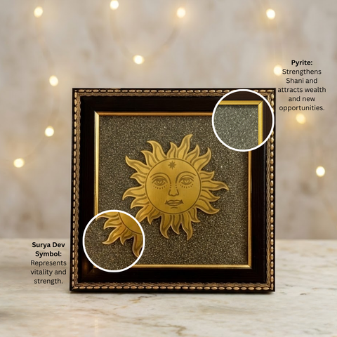 Sun on Raw Pyrite Frame