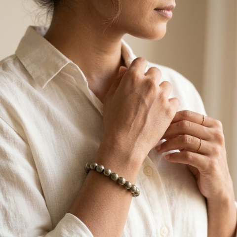 Pyrite bracelet - 6mm for women