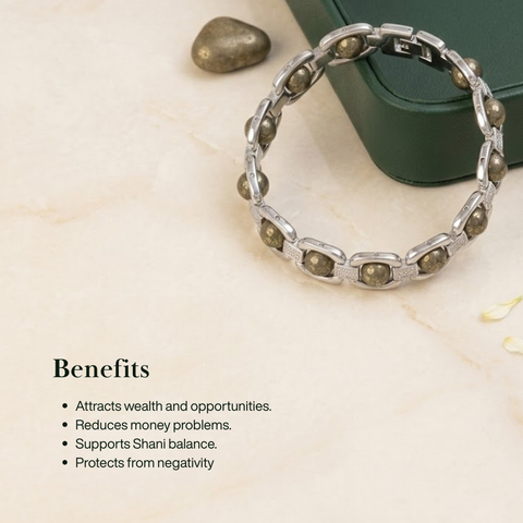 Metal Raw Pyrite Bracelet - Silver