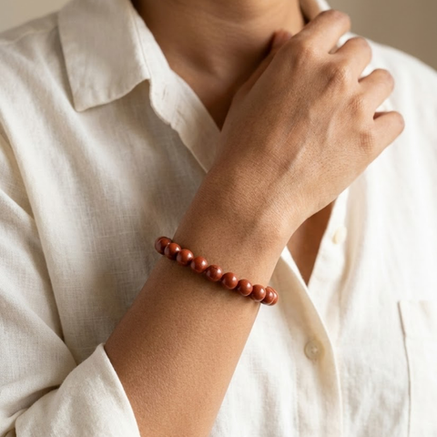 Mesh (Aries) Rashi Bracelet - Red Jasper