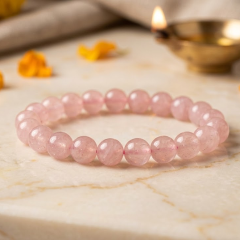 Vrishabha (Taurus) Rashi Bracelet - Rose Quartz