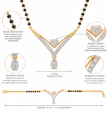 V-Shape Heart & Teardrop Diamond Mangalsutra Pendant