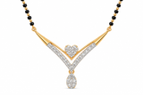 V-Shape Heart & Teardrop Diamond Mangalsutra Pendant
