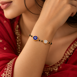 Evil Eye & Floral Diamond Mangalsutra Bracelet