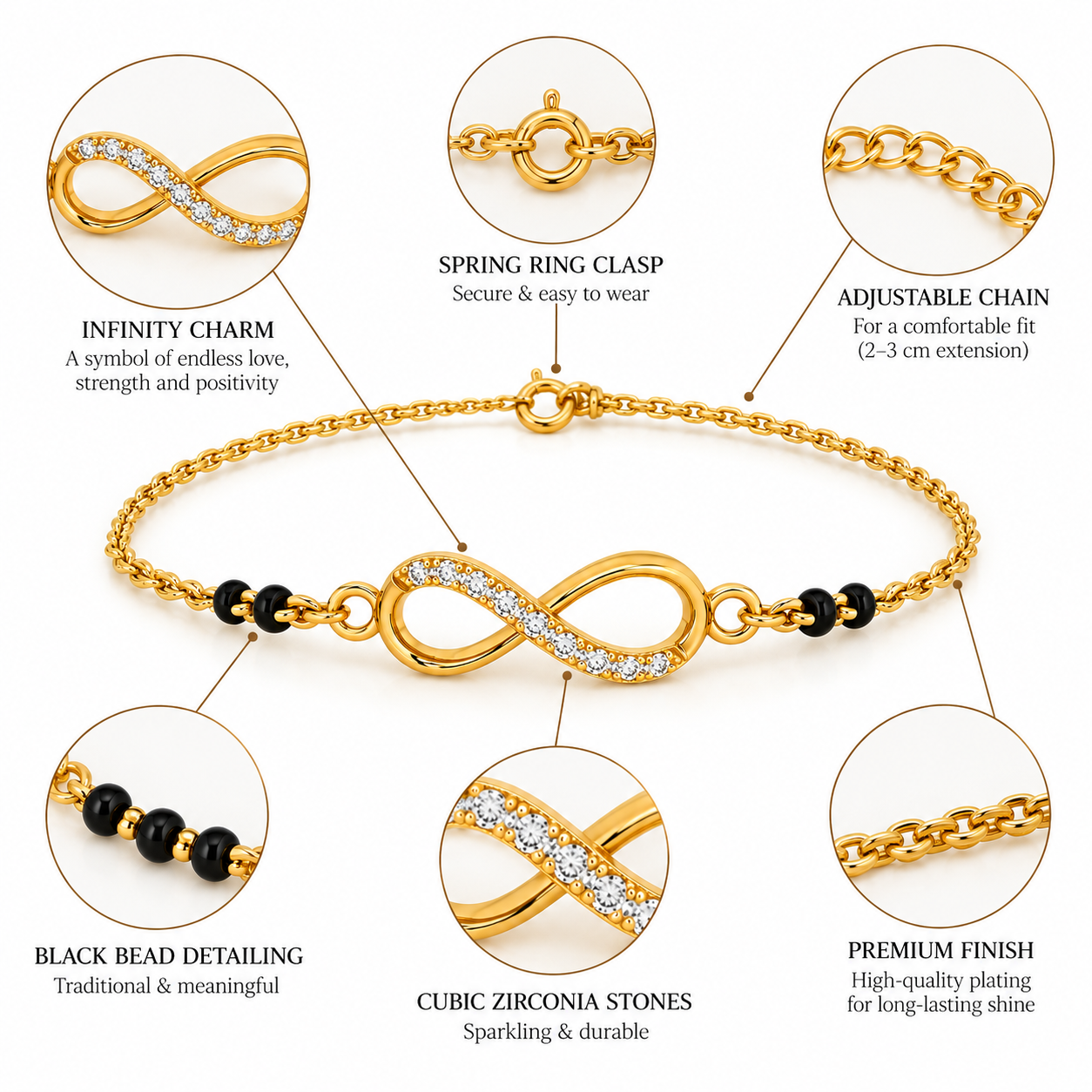 Infinity Diamond Mangalsutra Bracelet