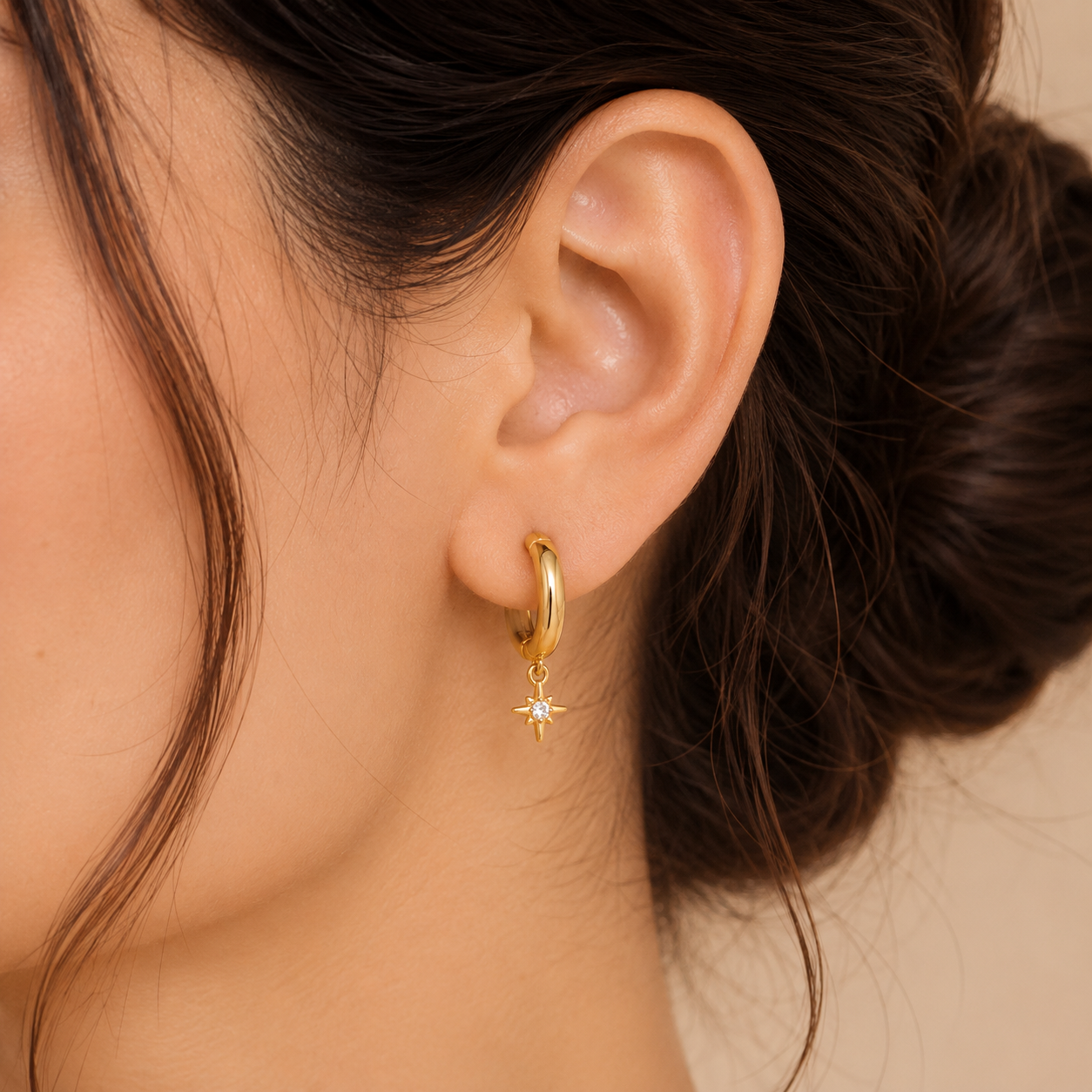 Elegant Golden Star Charm Huggie Earrings