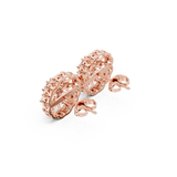 Rose Gold Diamond Floral Stud Earrings | Intricate Lattice Design