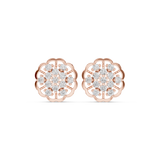 Rose Gold Diamond Floral Stud Earrings | Intricate Lattice Design