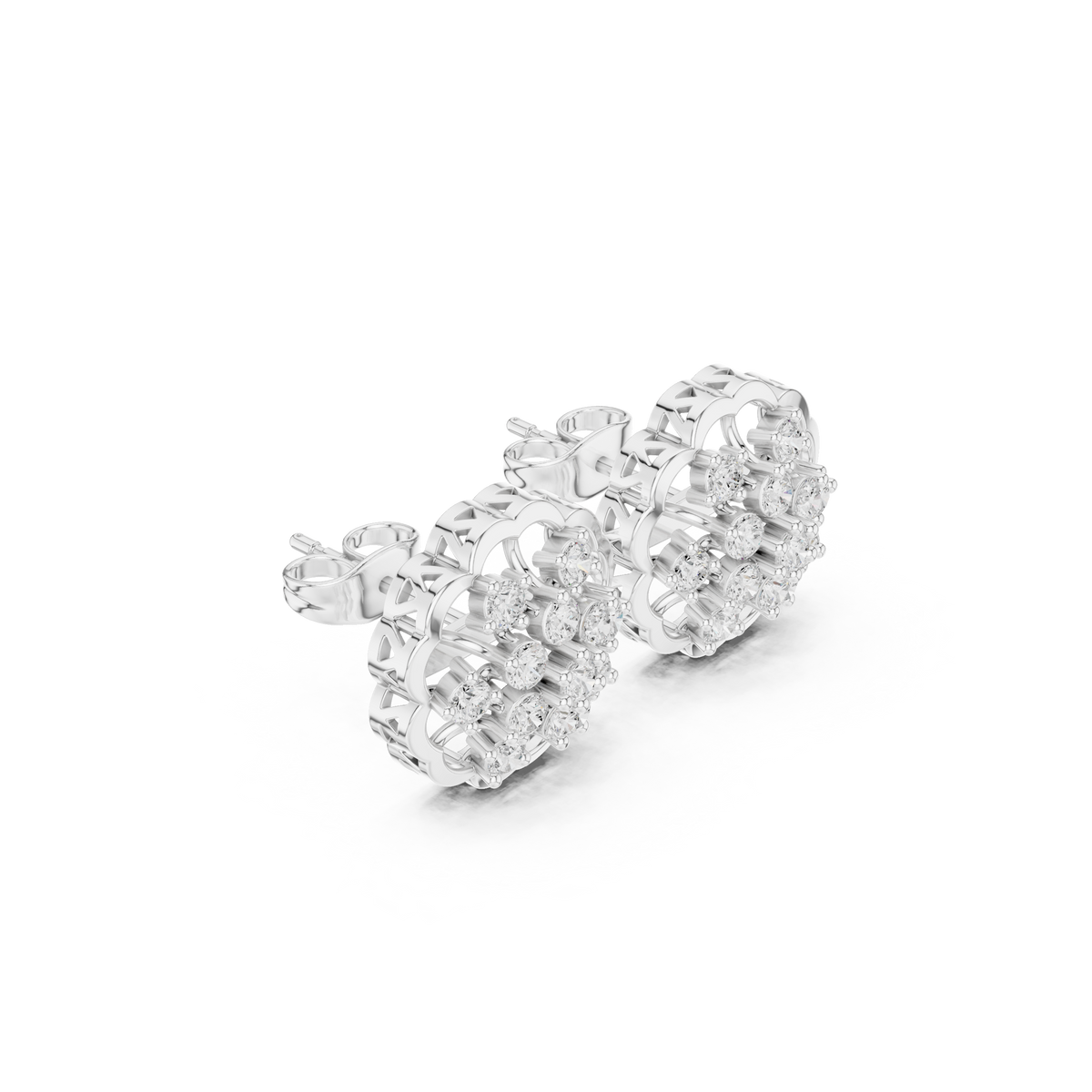 Premium Silver-Tone Floral Design Earrings