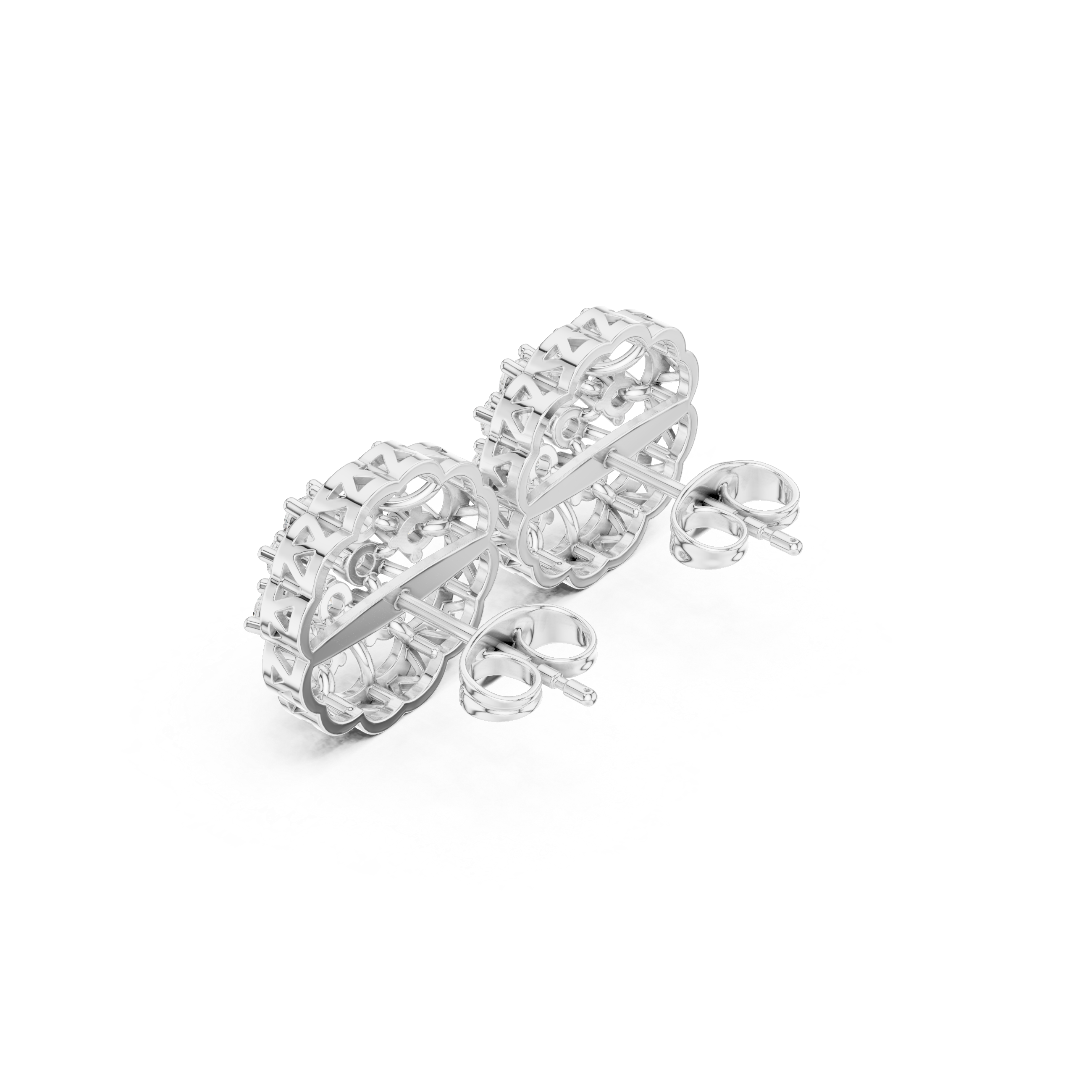 Premium Silver-Tone Floral Design Earrings