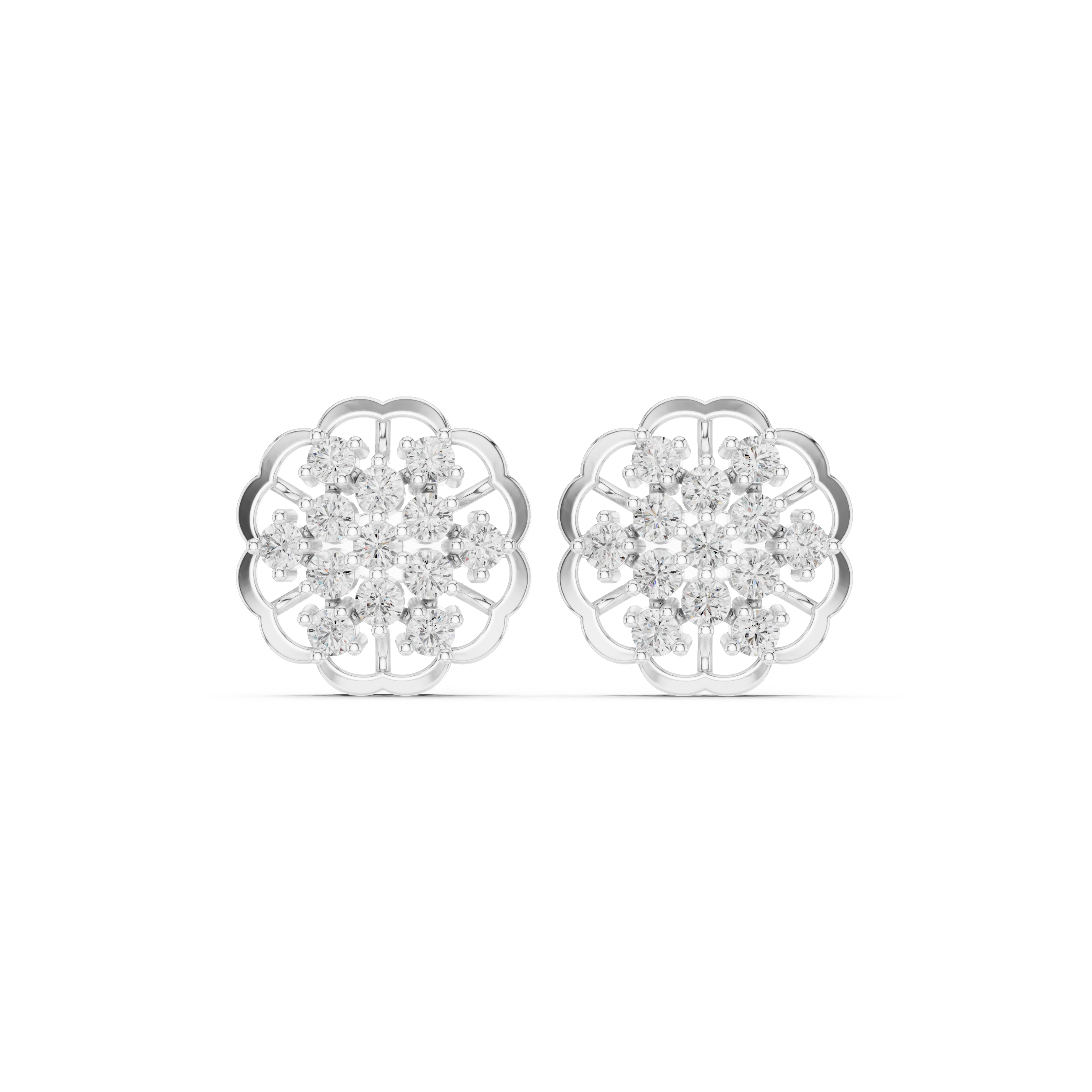 Premium Silver-Tone Floral Design Earrings