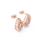 Rose Gold Teardrop Lattice Diamond Stud Earrings