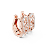 Rose Gold Double-Row Lattice Huggie Hoop Earrings |