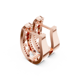 Rose Gold Double-Row Lattice Huggie Hoop Earrings |
