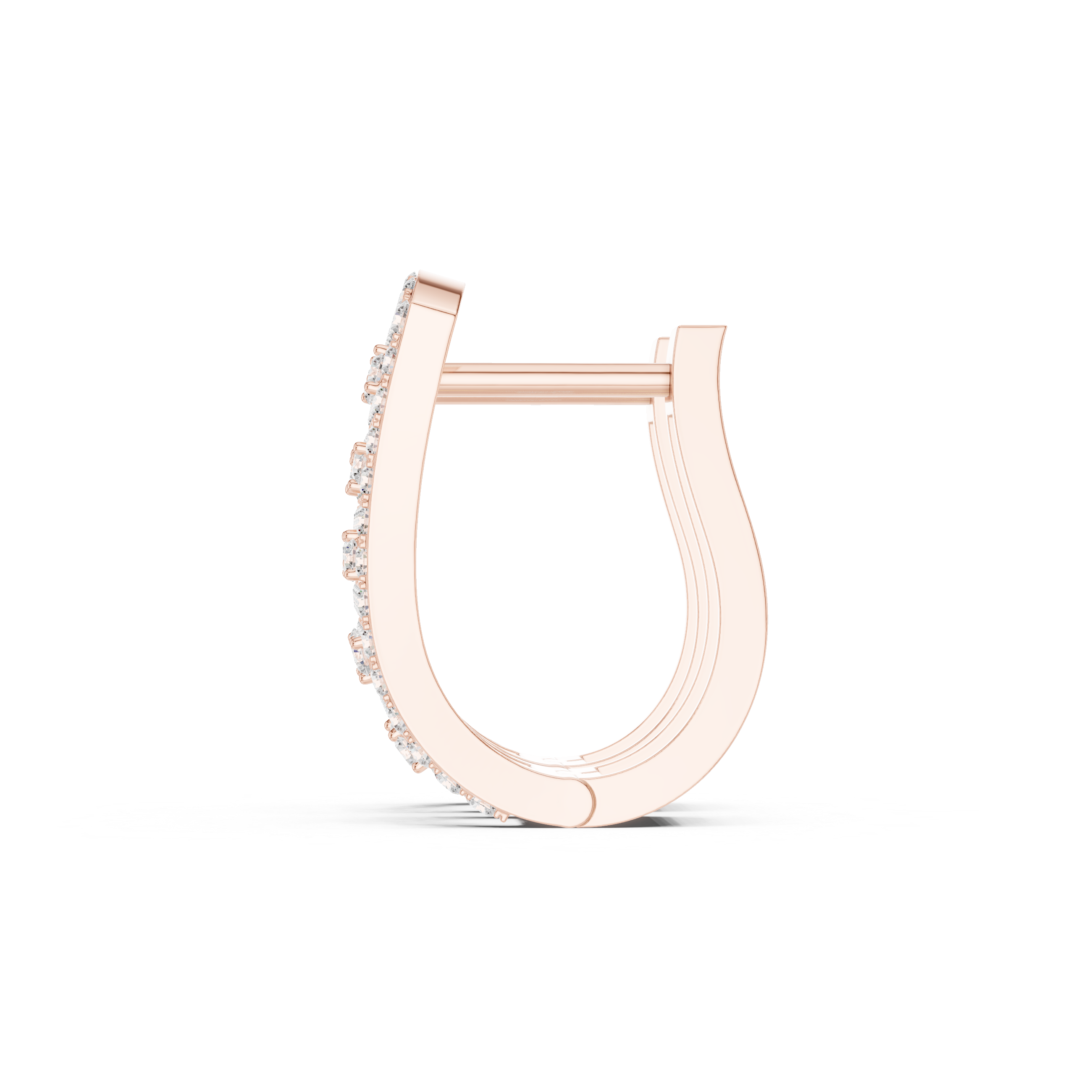 Rose Gold Double-Row Lattice Huggie Hoop Earrings |