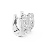 Rose Gold Double-Row Lattice Huggie Hoop Earrings |