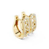 Rose Gold Double-Row Lattice Huggie Hoop Earrings |