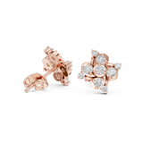 Rose Gold Floral Cluster Diamond Stud Earrings