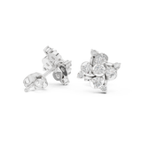 Rose Gold Floral Cluster Diamond Stud Earrings