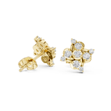 Rose Gold Floral Cluster Diamond Stud Earrings