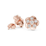 Rose Gold Five-Petal Diamond Flower Stud Earrings