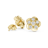 Rose Gold Five-Petal Diamond Flower Stud Earrings