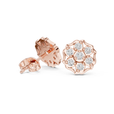 Rose Gold Floral Starburst Diamond Cluster Stud Earrings