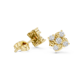 Rose Gold Pinwheel Swirl Diamond Cluster Stud Earrings