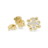 Rose Gold Filigree Scroll Diamond Cluster Stud Earrings