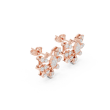 Rose Gold Geometric Starburst Diamond Cluster Stud Earrings