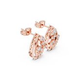 Rose Gold Geometric Lattice Half-Hoop Diamond Stud Earrings