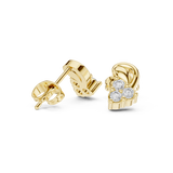 Yellow Gold Diamond Cluster Stud Earrings – Vintage Inspired Geometric Earrings