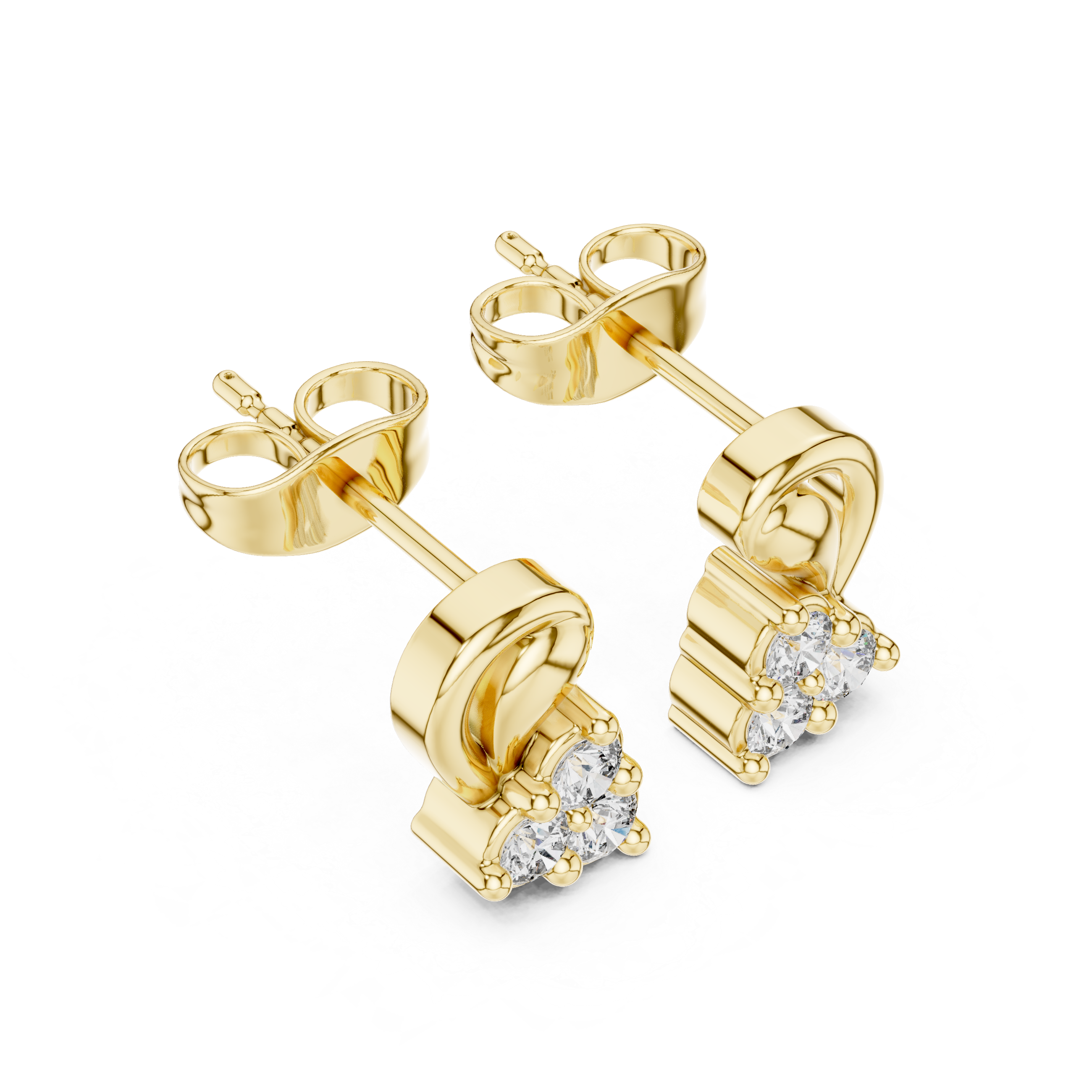 Yellow Gold Diamond Cluster Stud Earrings – Vintage Inspired Geometric Earrings