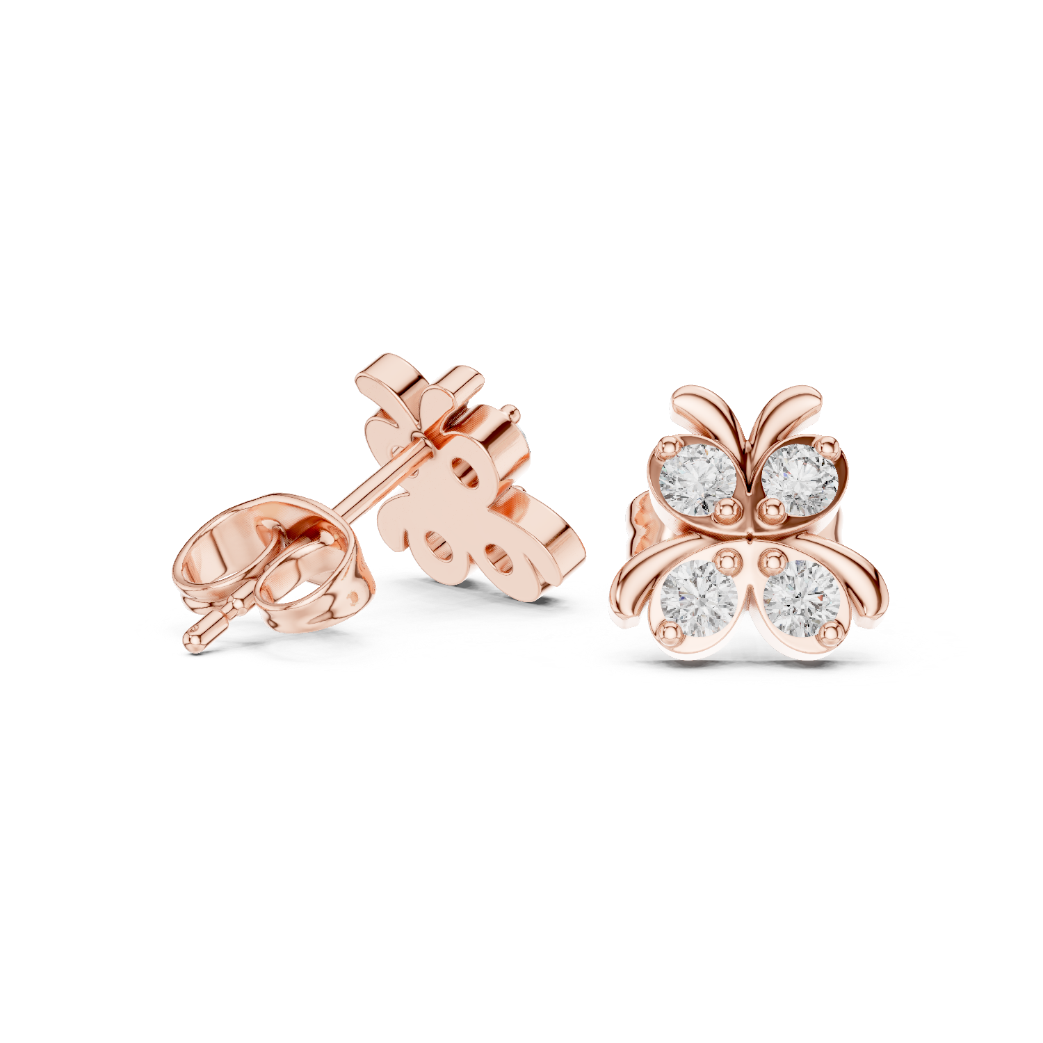 White Diamond Butterfly Stud Earrings – Elegant Nature-Inspired Cluster Earrings