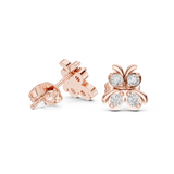 White Gold Diamond Butterfly Stud Earrings – Elegant Nature-Inspired Cluster Earrings
