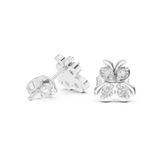 White Diamond Butterfly Stud Earrings – Elegant Nature-Inspired Cluster Earrings