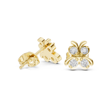 White Diamond Butterfly Stud Earrings – Elegant Nature-Inspired Cluster Earrings