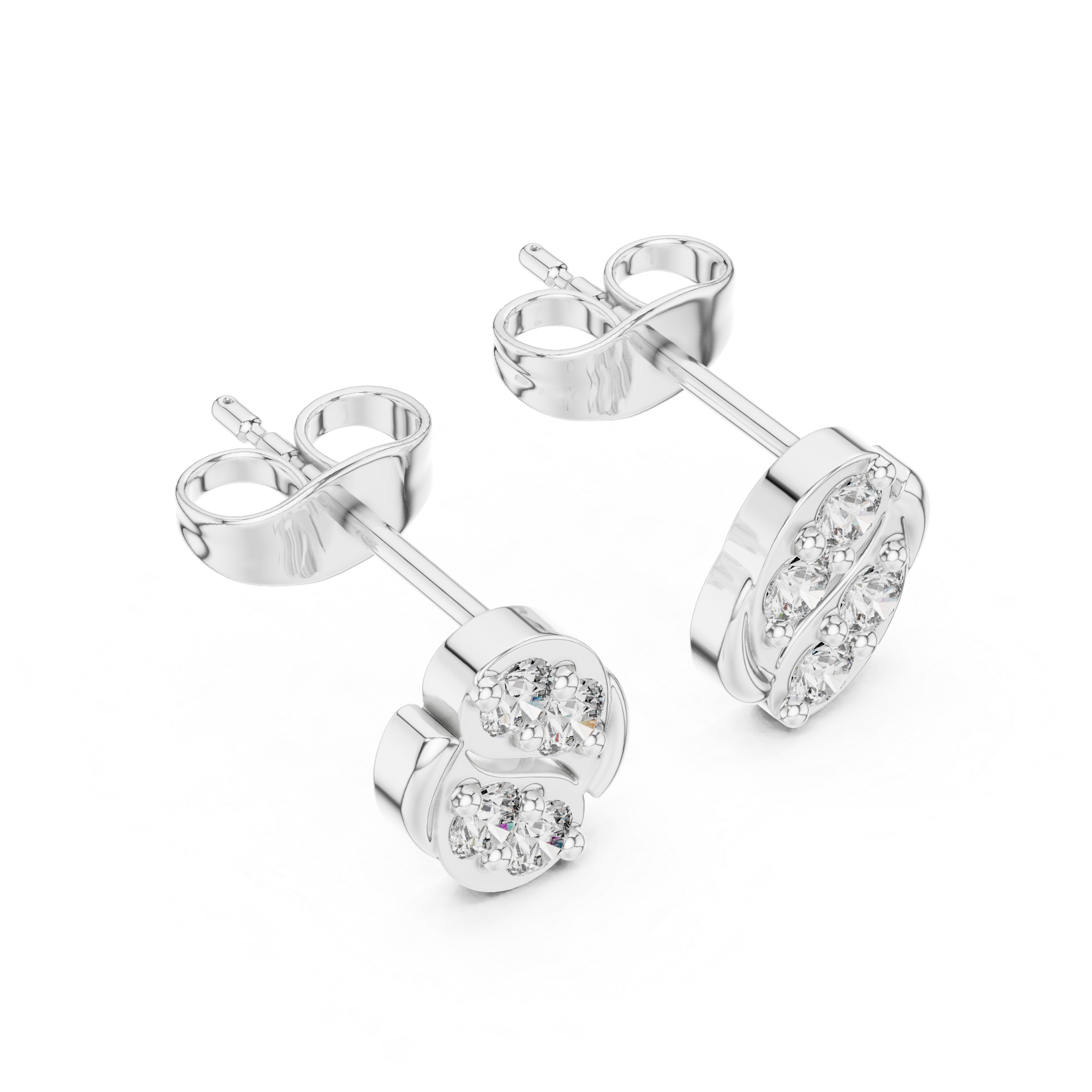 White Gold Diamond Butterfly Stud Earrings – Elegant Nature-Inspired Cluster Earrings