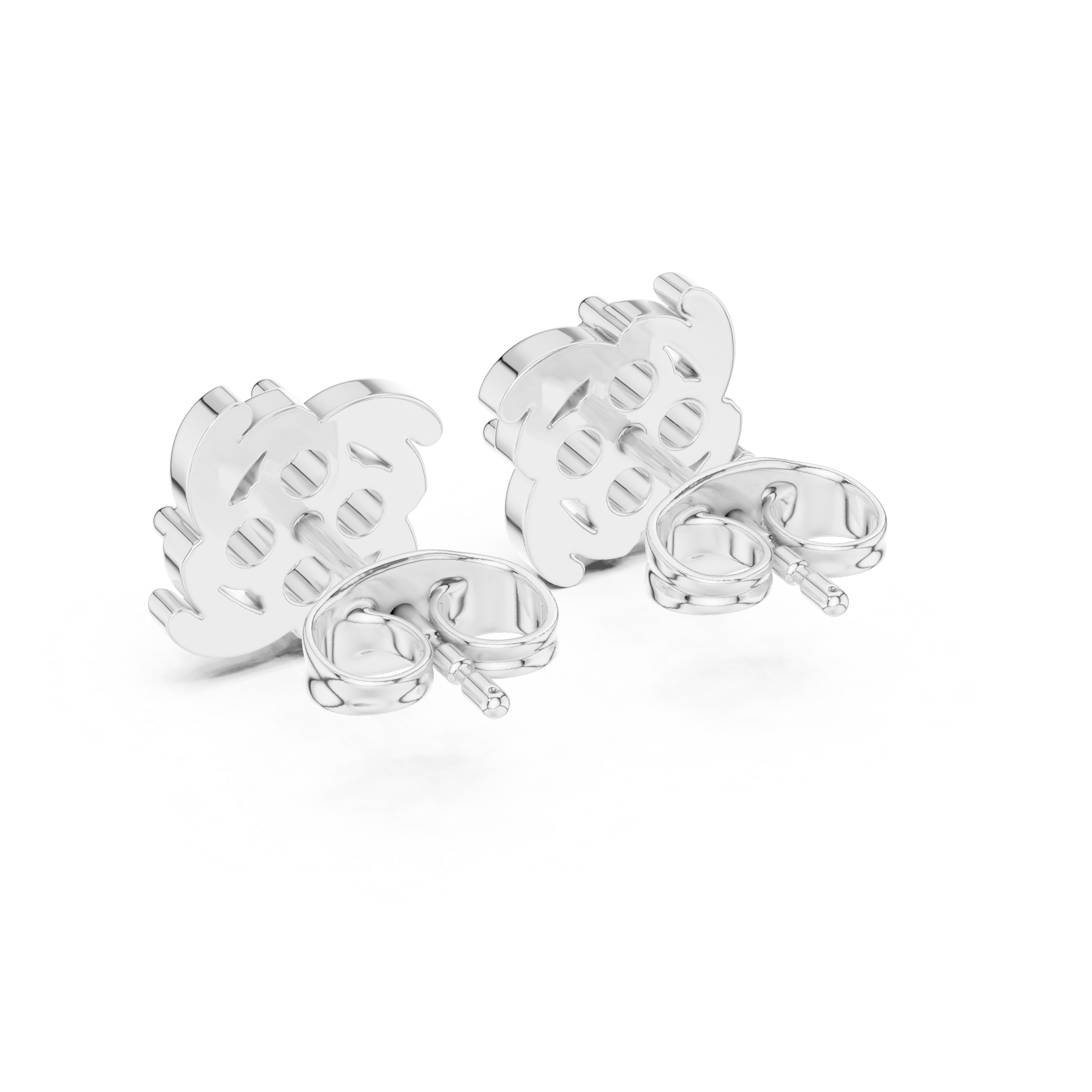 White Pinwheel Diamond Cluster Stud Earrings – Swirl Motif Floral Earrings