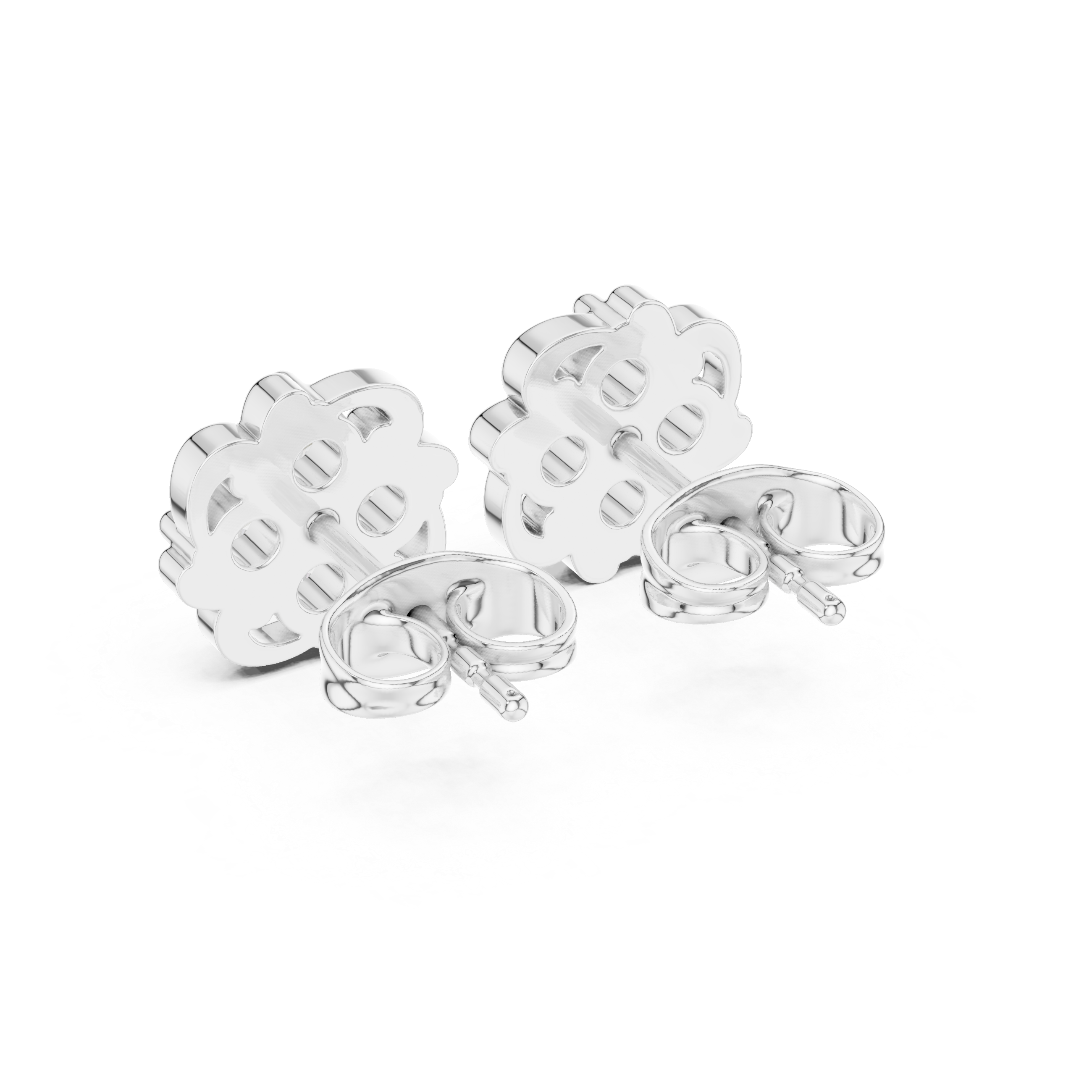 White Floral Cluster Diamond Stud Earrings – Vintage Scroll Halo Earrings